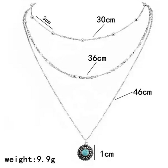 Silver tone Boho Three Layer Necklace - Picture 2 of 3